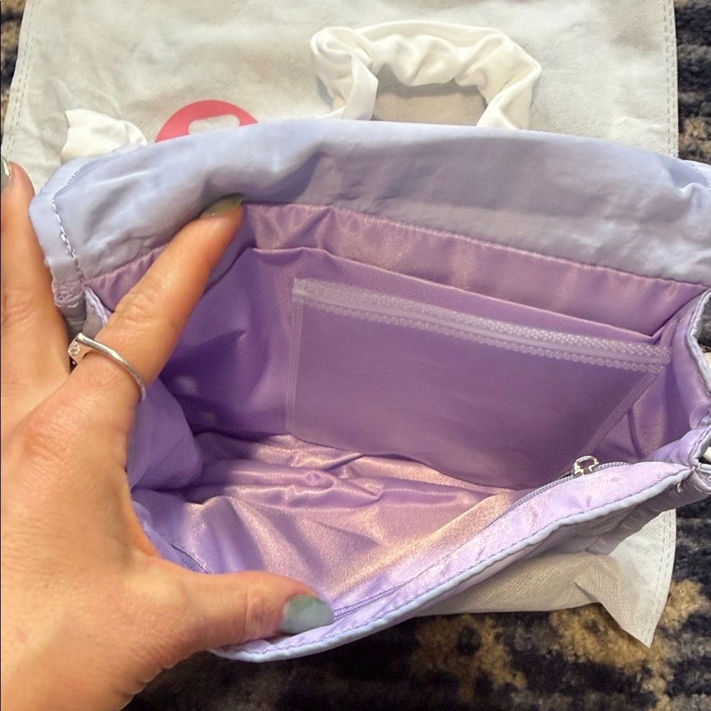 Telena Lavender Quilted 'MOM' Crossbody Bag with Pink Accents - Picture 4 of 6